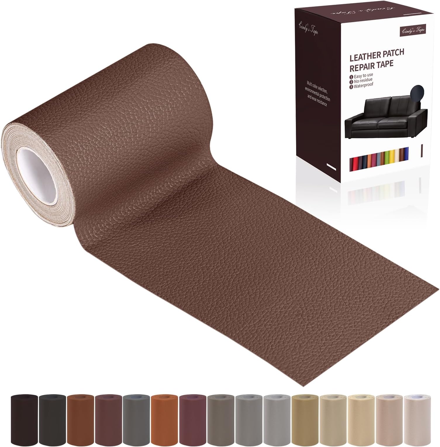 Leather Repair Patch Tape, Brown 3 x 61 Inches Self Adhesive Leather Repair Kit for Furniture, Car Seat,Vinyl Leather Repair Kit for Office Chairs, Couch, Sofa, Luggage