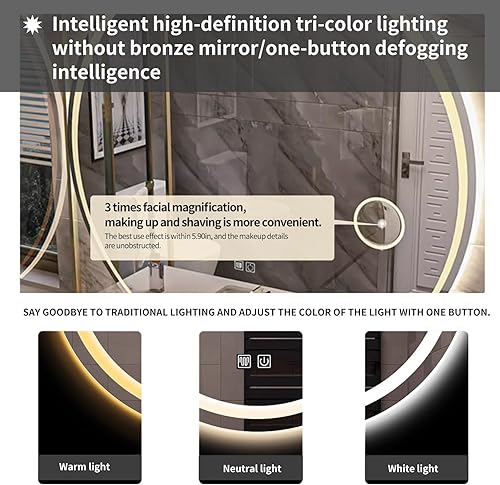Miniatura 2 de Tocador de baño con lavabo, moderno armario de tocador de baño e incluye juego de espejo de desempañamiento inteligente, espacio de almacenamiento