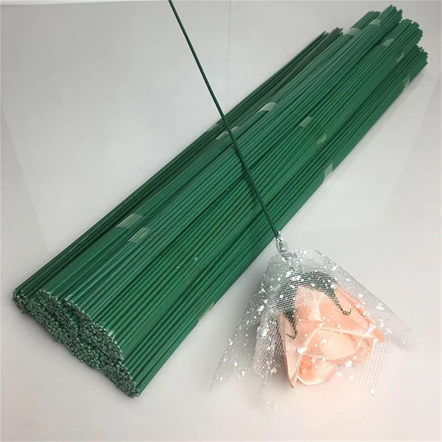 150 pcs Floral Wire Flower Stem Arrangement Artificial Head Accessory Branches Florist Crafts for Wedding Decor for Bouquets(40cm)