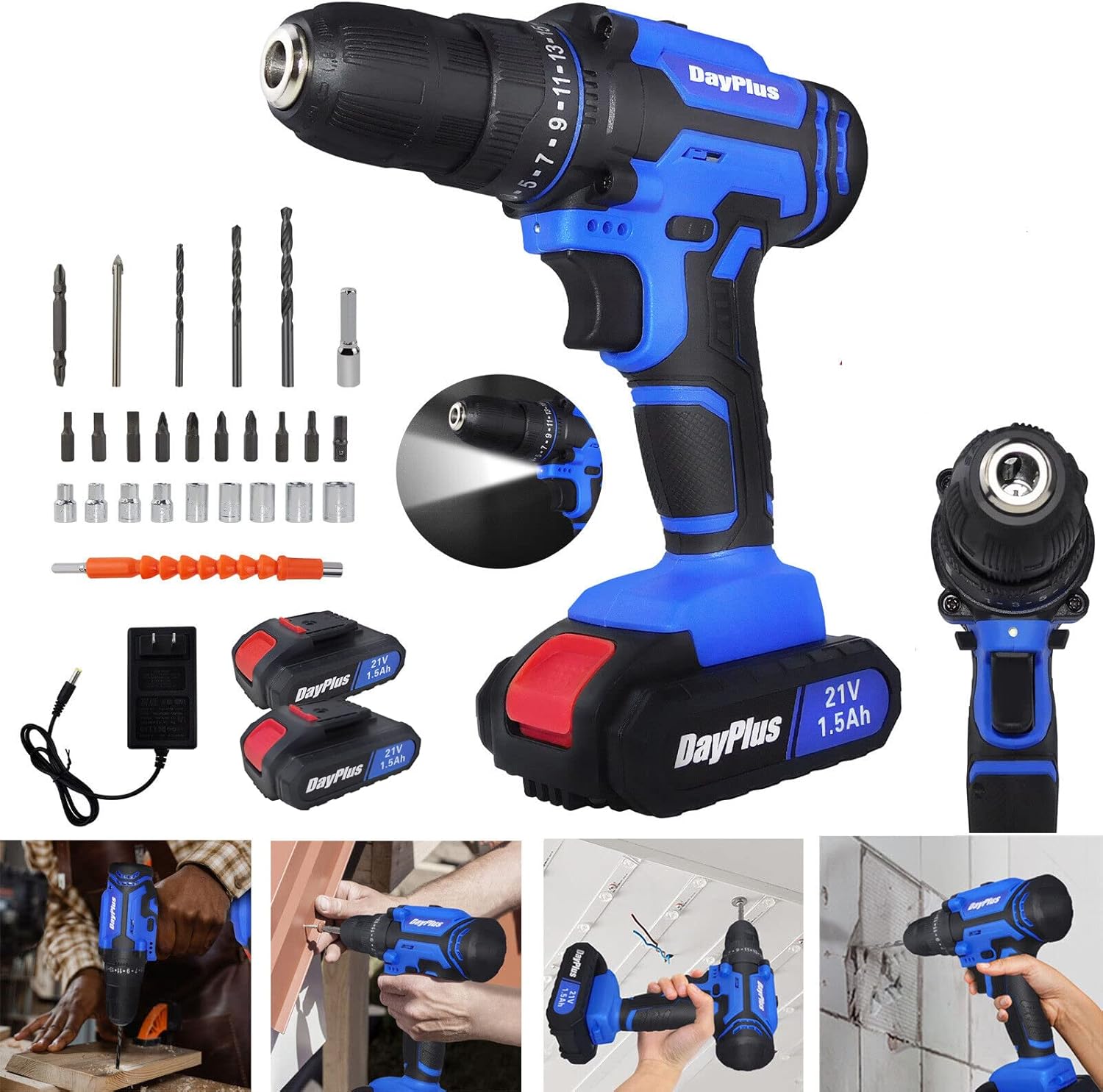 Taladro Atornillador Inalámbrico 21V AutoBaBa con 2 Baterías