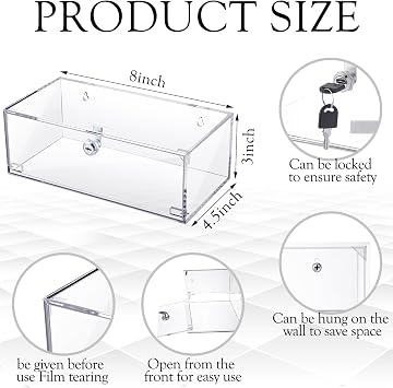 Wonderjune 1 Pcs Fridge Lock Box with Key 8 X 4.5 X 3 Inch