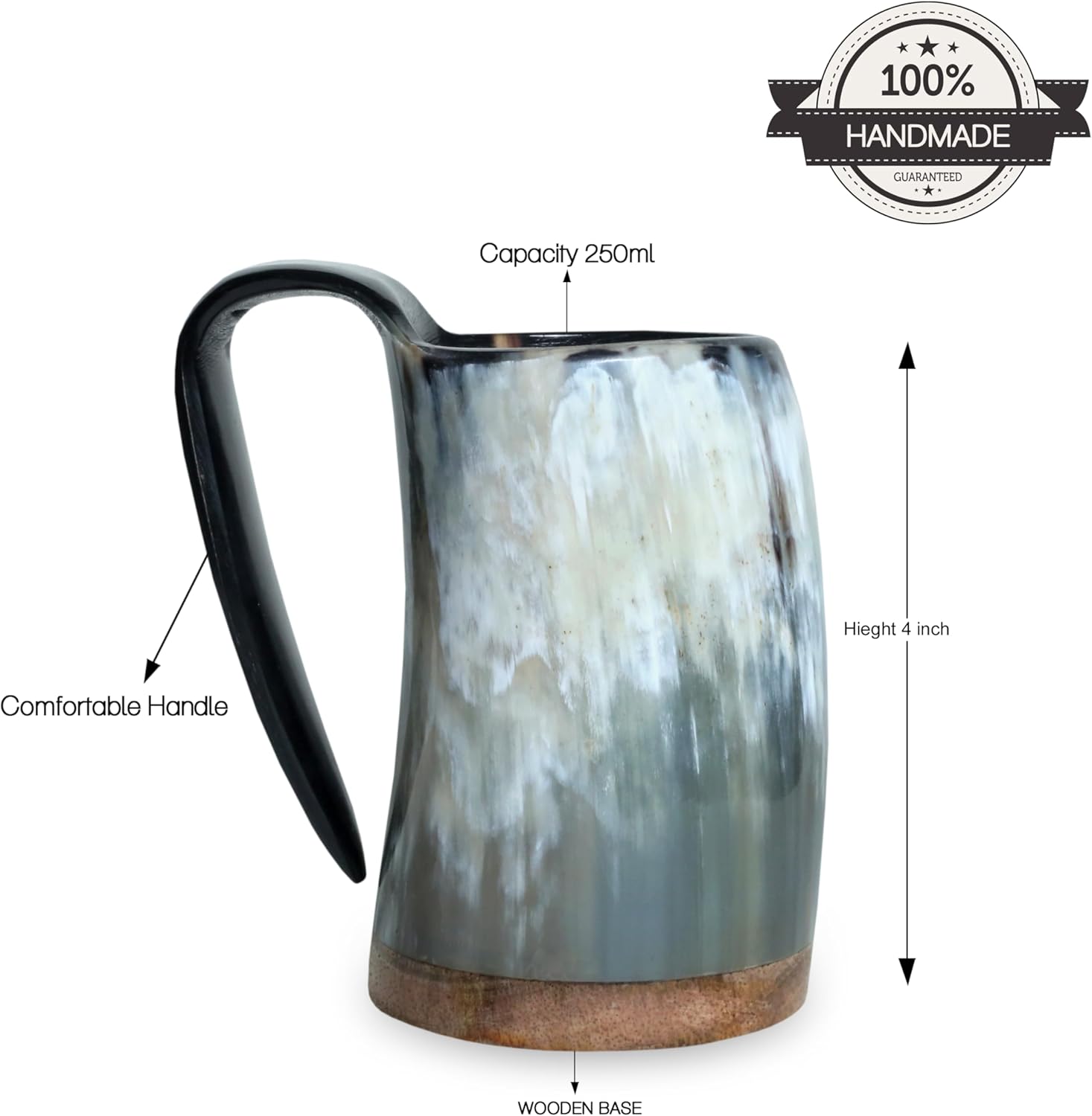 Viking Horn Mug - 100% Authentic 8oz - Ultimate Unique Handmade Ox Horn Norse Mug for Hot & Cold Drinks- Viking Gift for Men and Women- Food Grade Medieval Style Man's Beer & Mead Cup - Image 7