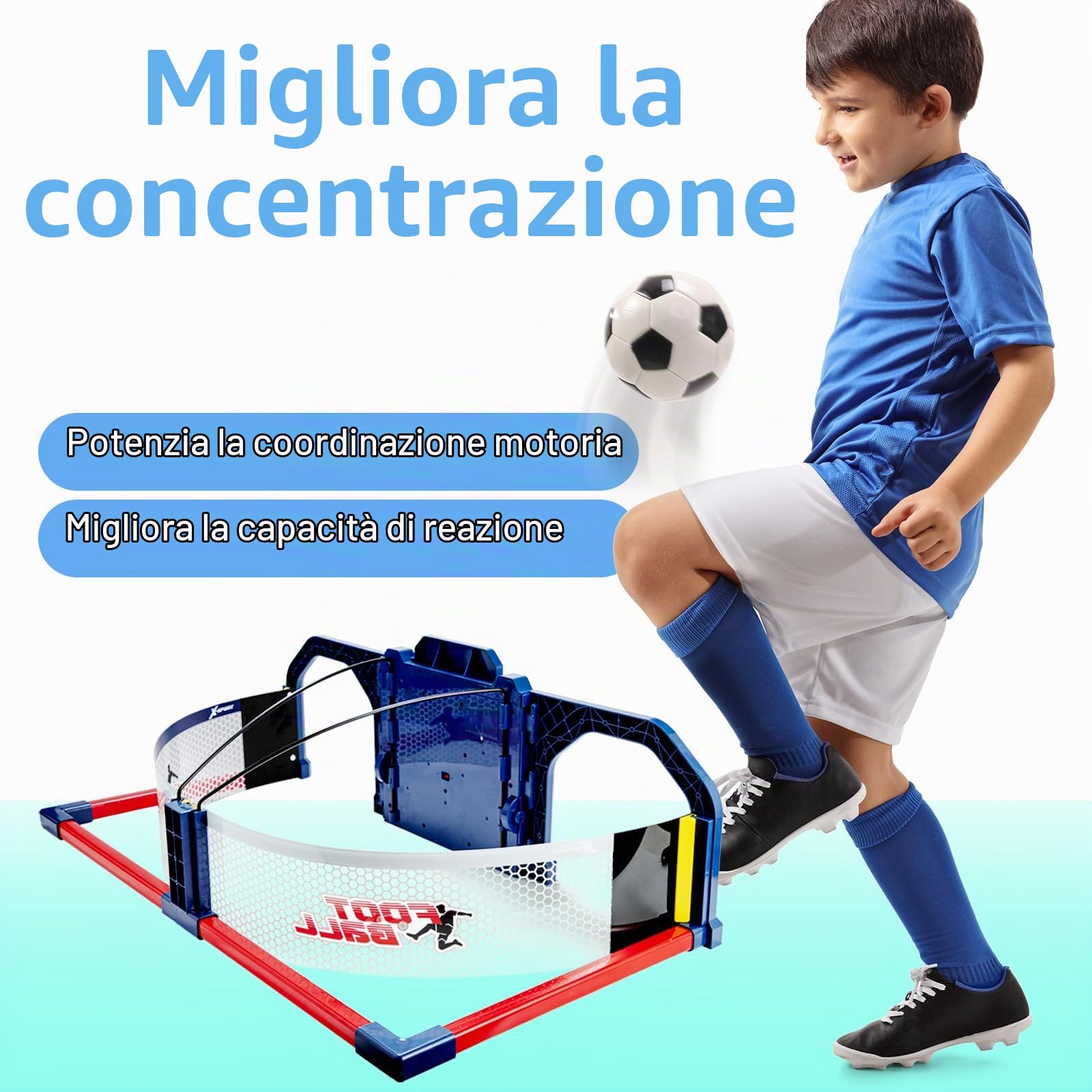 SoccerBot Porta Calcio Bambini | Pallone da Calcio Smart con Conta palleggi & Allenamento a Casa | Giochi per Bambini Giochi Interattivi Soccer Bot (1 Palla)