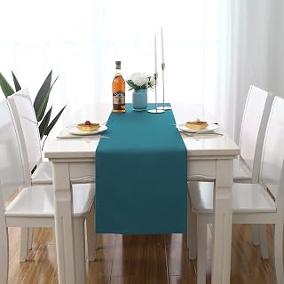 DUALIFE 2 Panels Teal Table Runner 72 Inch Long Soft Cloth Table Runner for Indoor/Outdoor Wedding Banquet Graduations Birthday Party Decoration