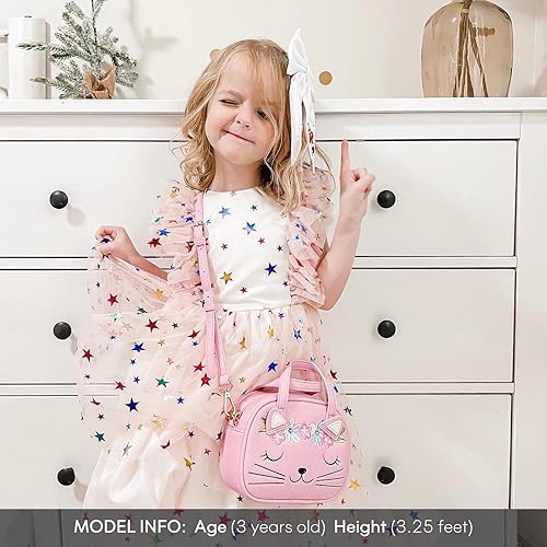 Miniatura 7 de mibasies Bolso para niñas pequeñas, bolsos de mano para niños de 3 a 8 años, Gato A3, Bolso de mano de animal