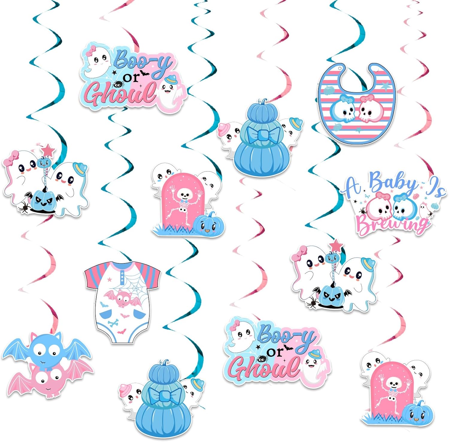 Wonmelody Halloween Gender Reveal Decor 24Pcs Booy or