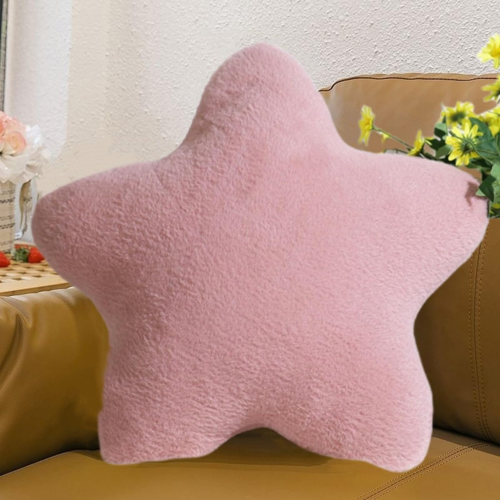 AQCQDQ Kuschelkissen Kinder, Sternkissen, Kissen Stern Kinderzimmer, Weiche Flauschiges Sternform Dekokissen für Mädchen und Jungen (Rosa B,30 cm)
