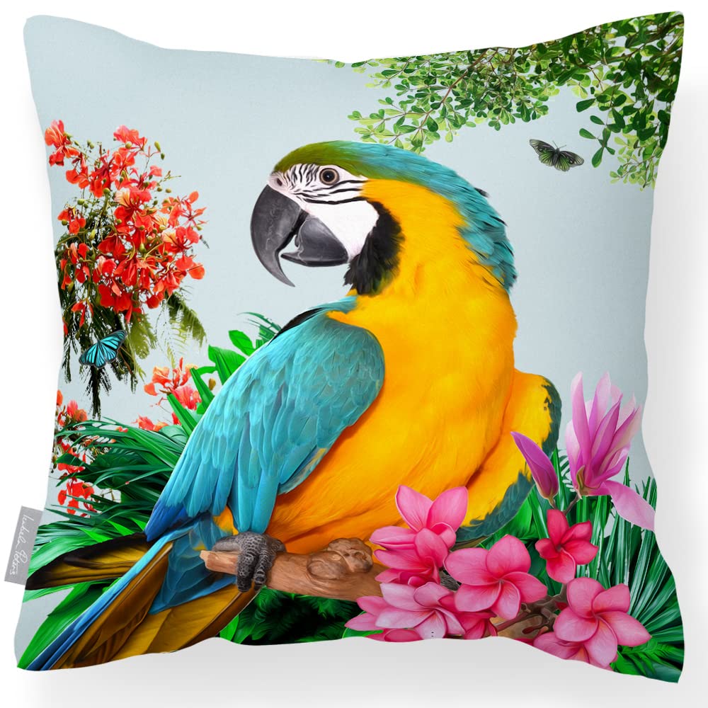 Izabela Peters Princely Parrot - Duck Egg Waterproof Outdoor Cushions, 43 Cm, Filled, Blue, Garden & Chair Cushions