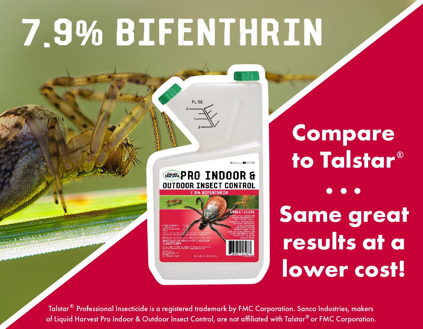 7.9% insecticida bifentrina - 32 onzas - (comparado con las marcas líderes) - Control profesional de insectos - mata al contacto - Hormigas de fuego, garrapatas y más 2