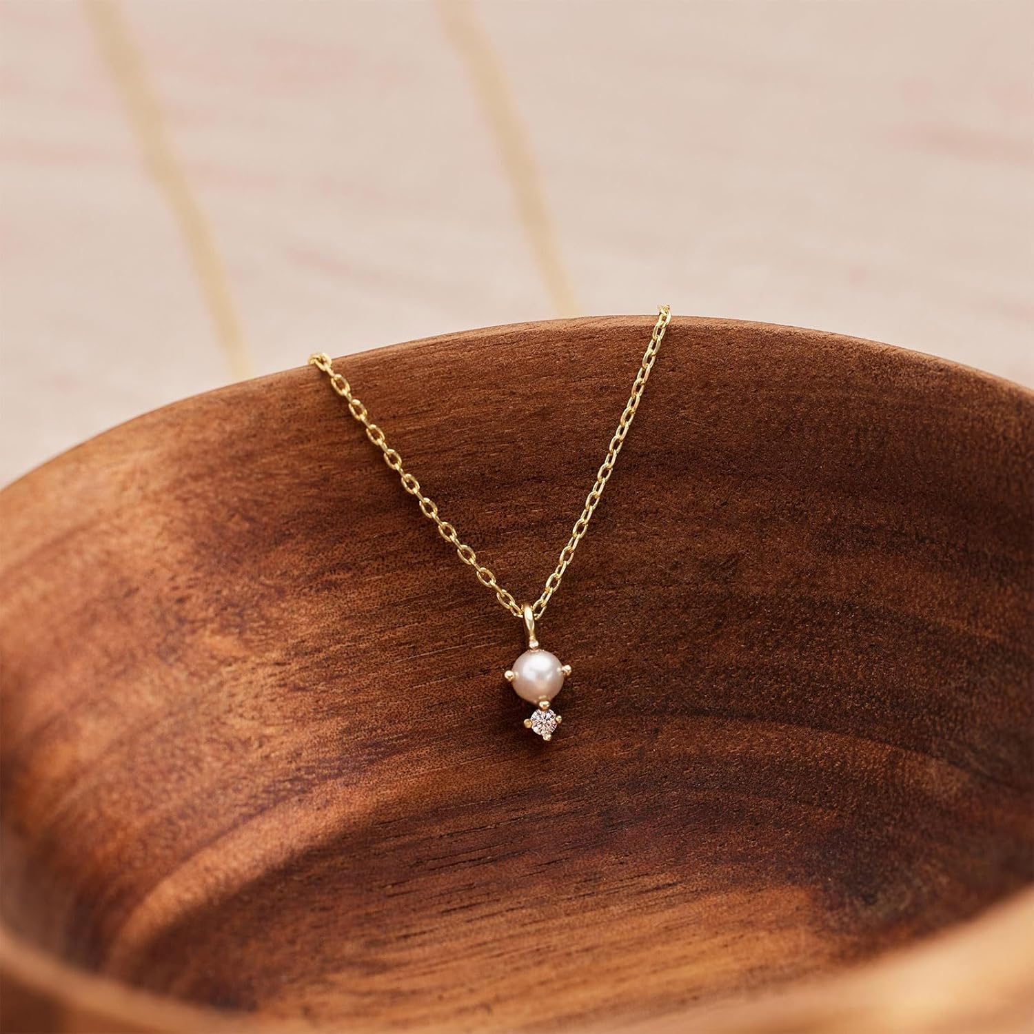 Gold Necklace for Women, Dainty 14K Gold Plated Pendant Necklaces for Women Trendy Simple Choker Chain Cubic Zirconia Circle/Interlocking/Sun/Pearl Necklace Fashion Jewelry Charm Gifts for Her - Image 4