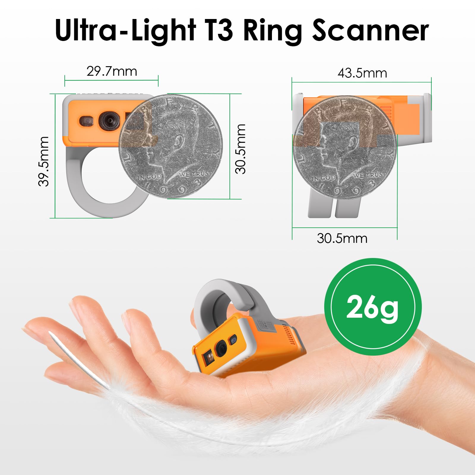 T3 escáner táctil de anillo Bluetooth logística mensajería escáner de código de barras 2D soporte conexión puerta de enlace grado de protección IP65