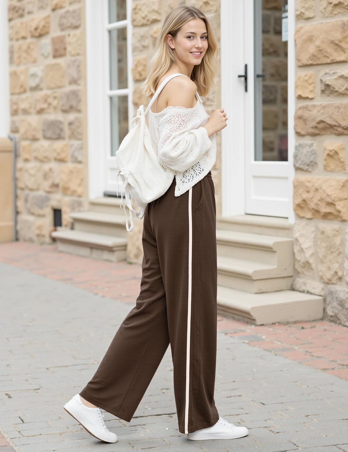 Quenteen Women's Wide Leg Pants Casual High Waisted Baggy Straight Sweatpants Drawstring Athletic Joggers with Pockets - Image 5