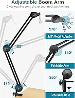 Vista 2 de InnoGear Soporte de brazo para micrófono, brazo de micrófono resistente, soporte de micrófono de suspensión con brazo de tijera boom con clip