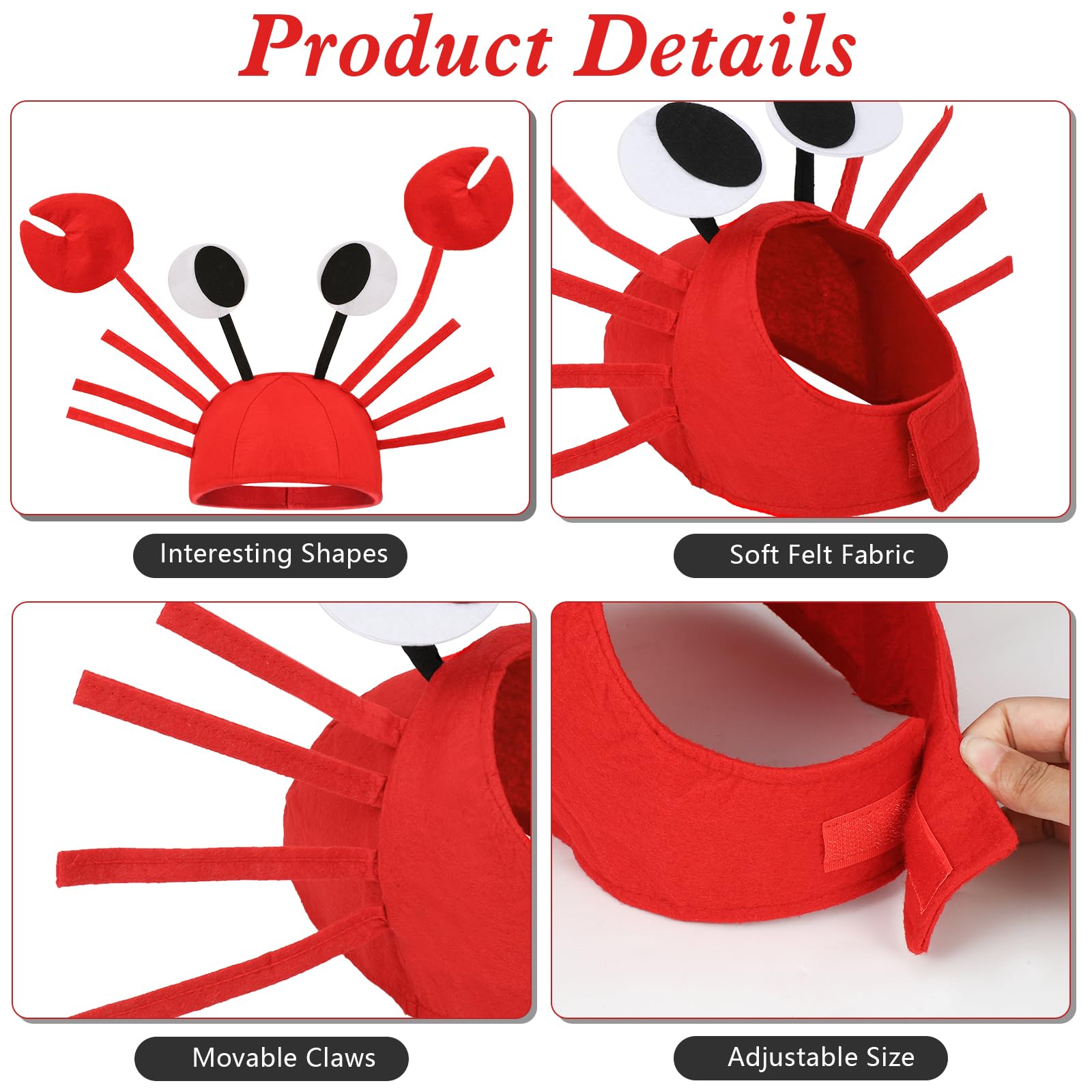 Hifot 3PCS Crab Costume Accessories, Funny Crab Hats - Image 3