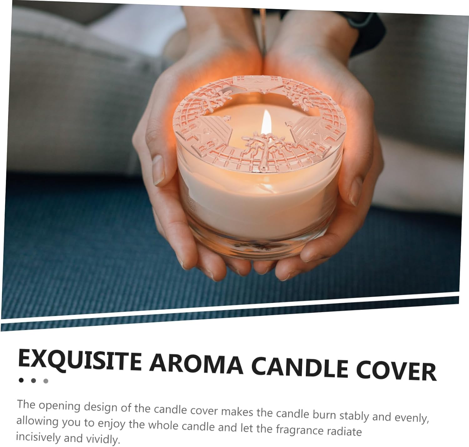 Zinc Alloy Aromatherapy Candle Shade with Built-in Windproof Hollow Design Heat-gathering Metal Cover for Even Burn and Decoration in Home