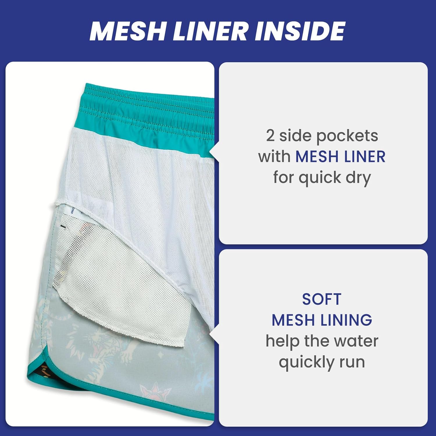 maamgic Mens Swim Trunks Retro Swim Shorts 4 Way Stretch with Mesh Vintage 80s 90s Quick Dry Swimsuits Board Shorts - Image 3