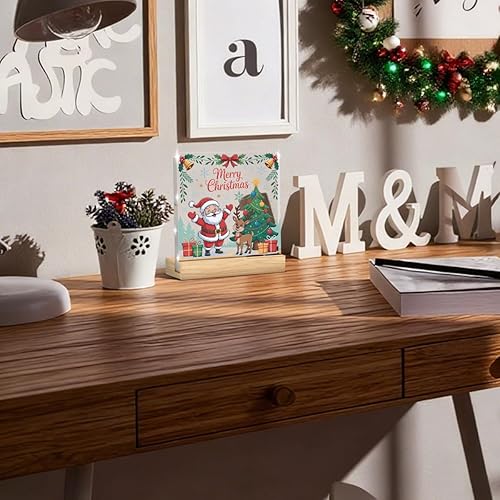 Miniatura 4 de HTBIG Decoración de Navidad para interiores, letrero acrílico de 4 x 4 pulgadas, adecuado como regalo para amigos, colegas, hogar, habitación,