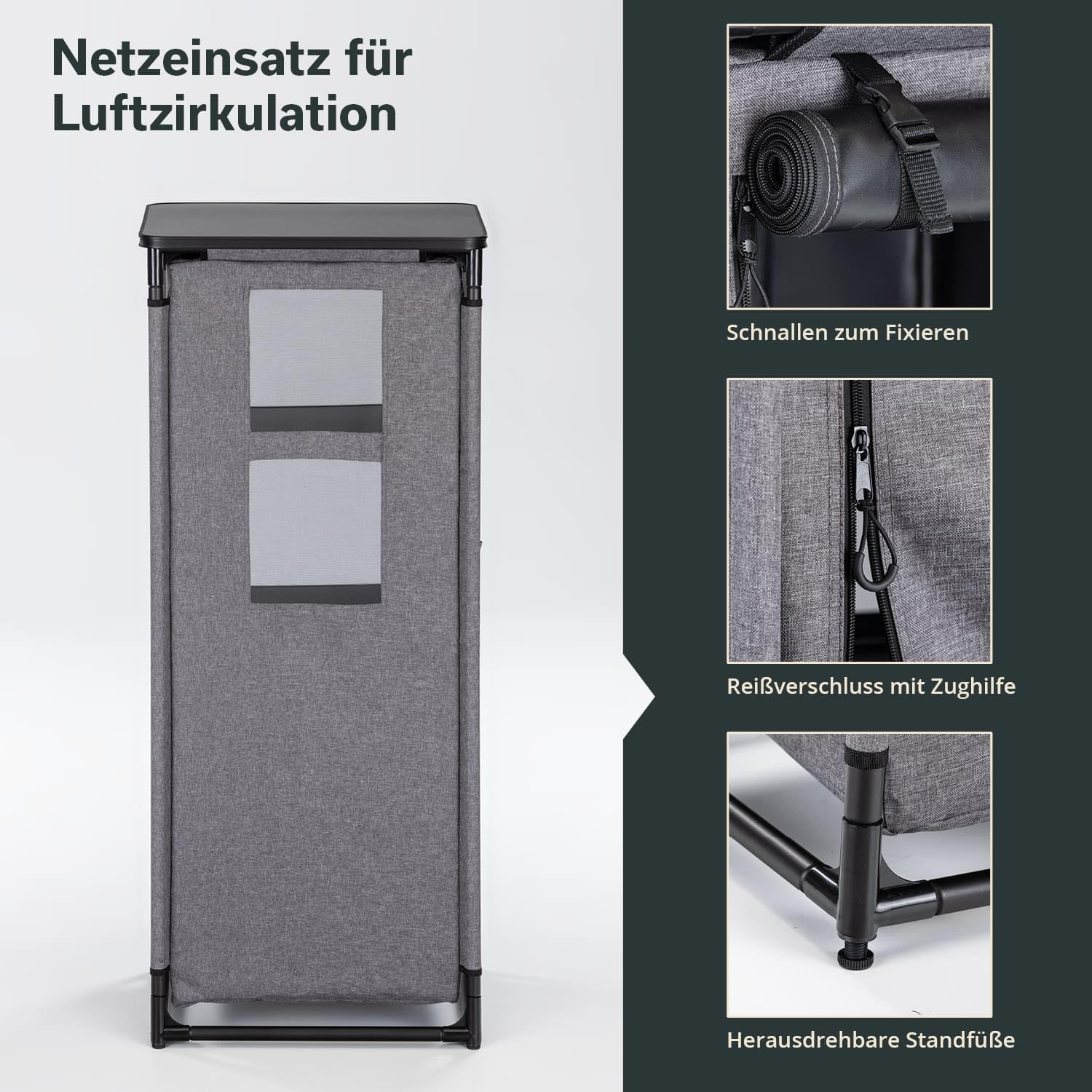 Skandika Campingküche Ruoka | Hochschrank/Küchenschrank mit Spüle & Wind- und Spritzschutz, Staufächer mit Einlegeböden, Tragetasche, Outdoorküche, Campingschrank | Outdoor Camping Küche, Reiseküche