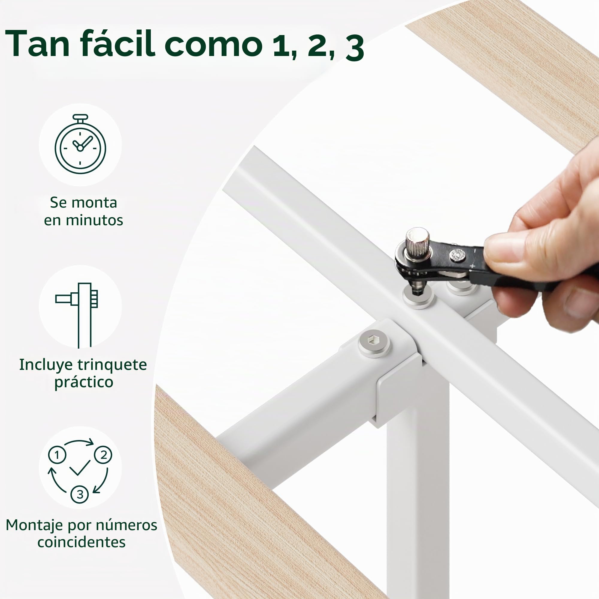 ZINUS Piper - Marco de Cama Doble - Cama 135 x 190 cm - 30 cm de Altura - Base de Cama tapizada con cabecero - Soporte de Listones de Madera - Blanco Roto