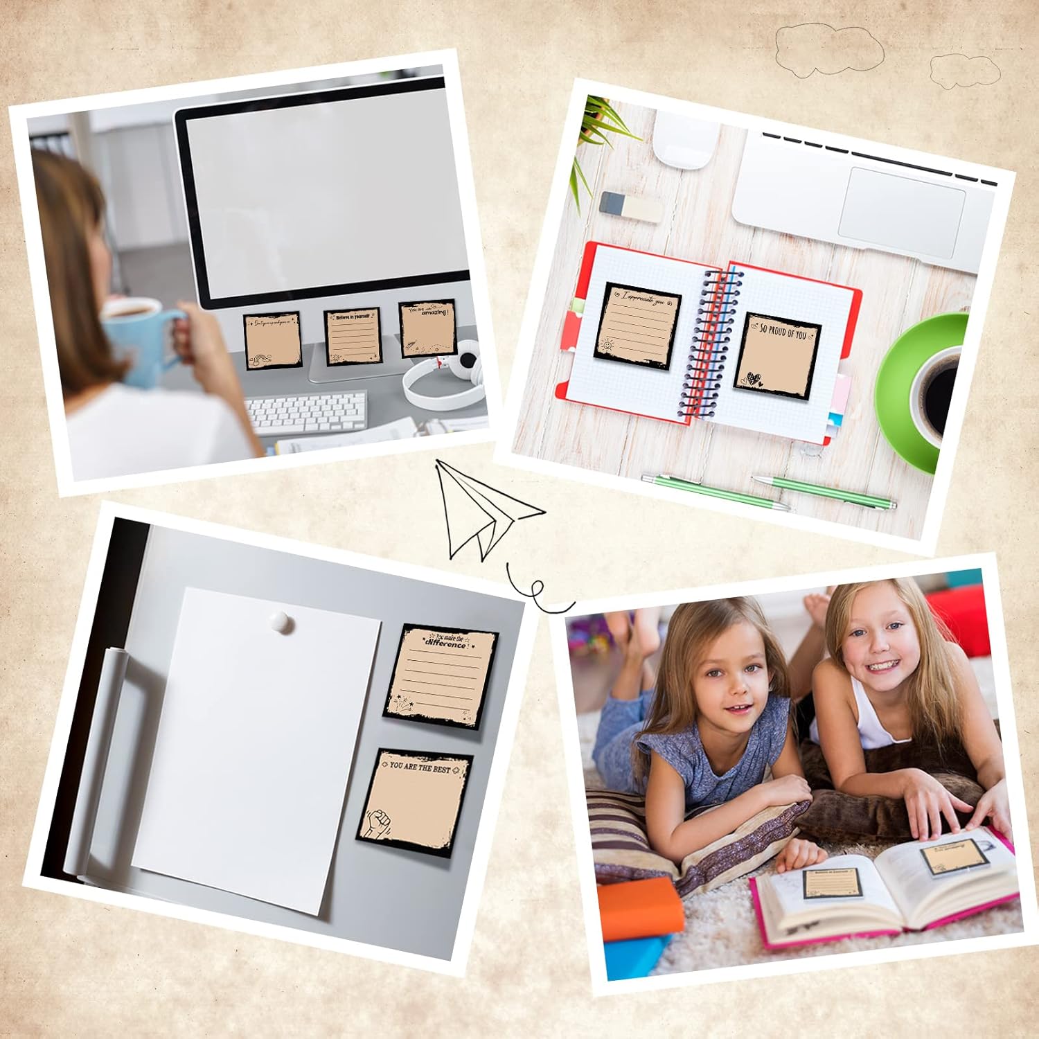 Pasimy 12 Pcs Inspirational Sticky Notes 3 x 3 Inch Motivational Fun Cute Sticky Notes Kraft Appreciation Note Pads Positive Stick Pads Self Memo Pads Gift for Office Supplies, 50 Sheets Each - Image 7