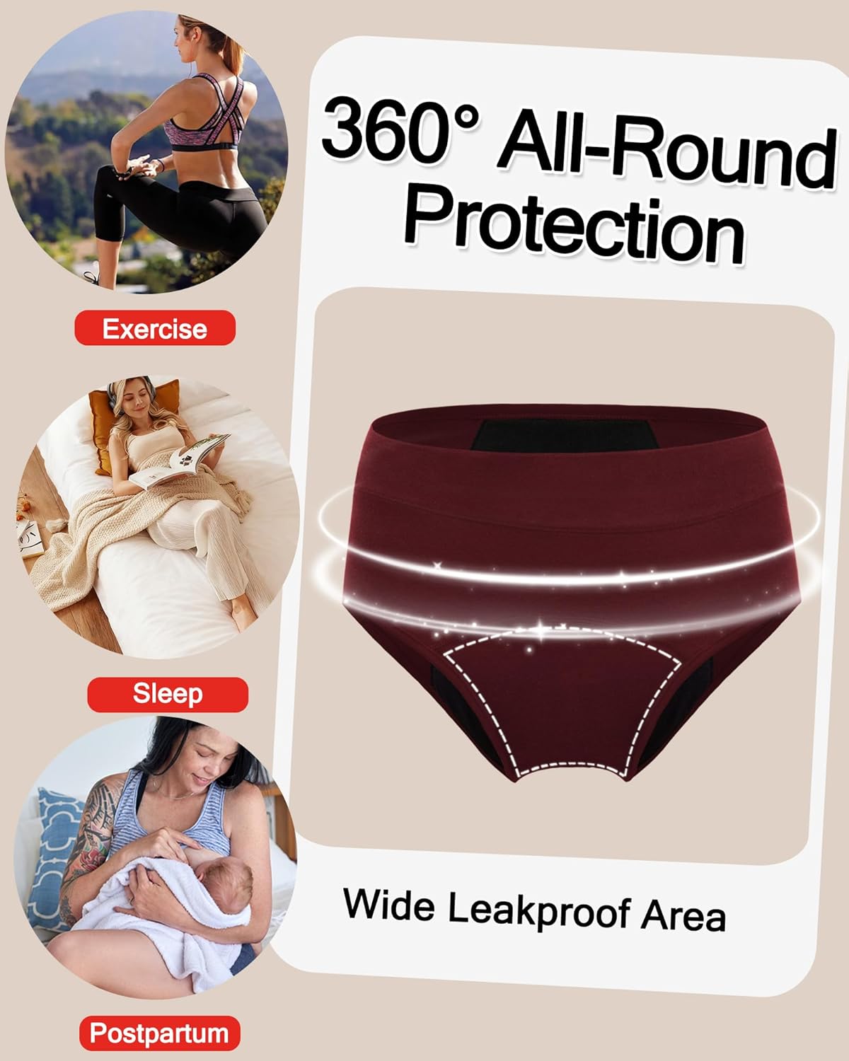 Women’s Leak-Resistant Cotton Underwear - Soft Stretch High-Waist Briefs Multipack for Everyday Freshness & Comfort - Image 5