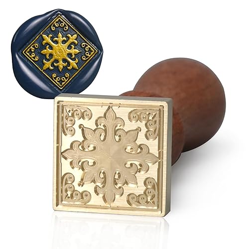 fsalisa Sello de cera con cabeza de latón extraíble, mango de madera, ideal para adornar sobres, invitaciones de boda, paquetes de vino, envoltura