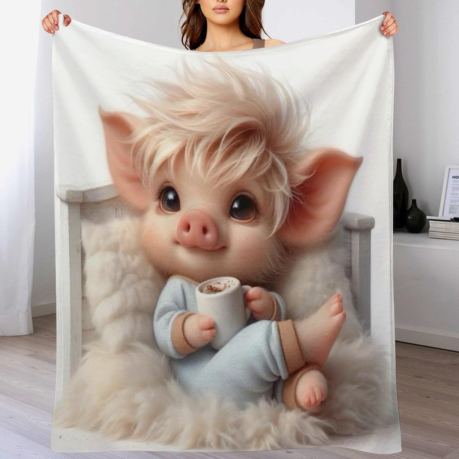Couverture 3D cochon mignon idéale pour vos soirées cinéma au chaud