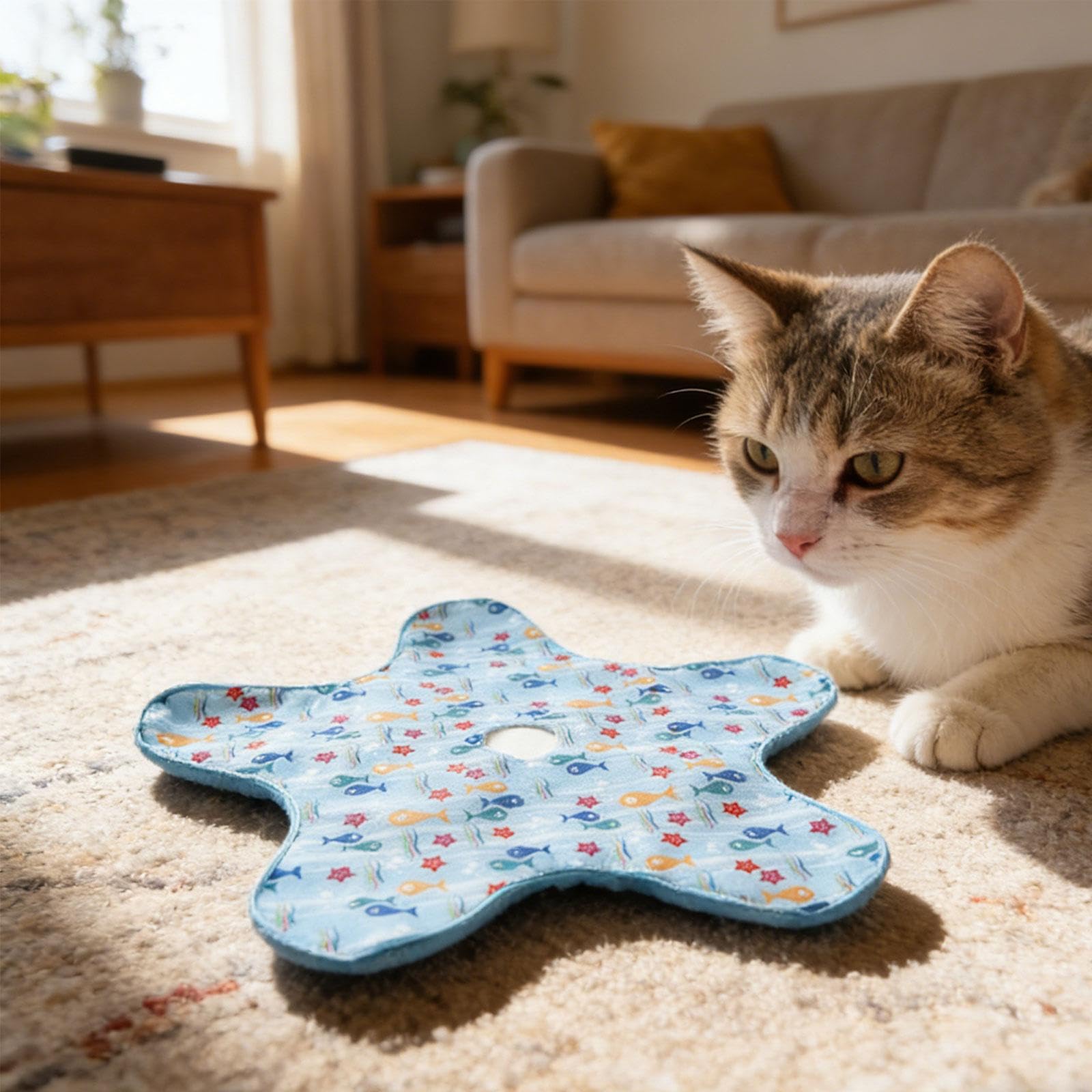 Jouet Interactif pour avec des Plumes Cachées et Mobiles pour Les Chatons Adultes Qui S'ennuient, Poisson