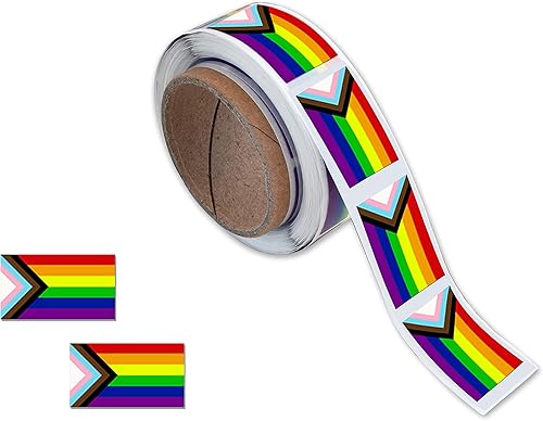 Miniatura 2 de Progress Pride Daniel Quasar - Calcomanías rectangulares de bandera para orgullo gay, orgullo lesbiano, orgullo transgénero, conciencia LGBTQ,