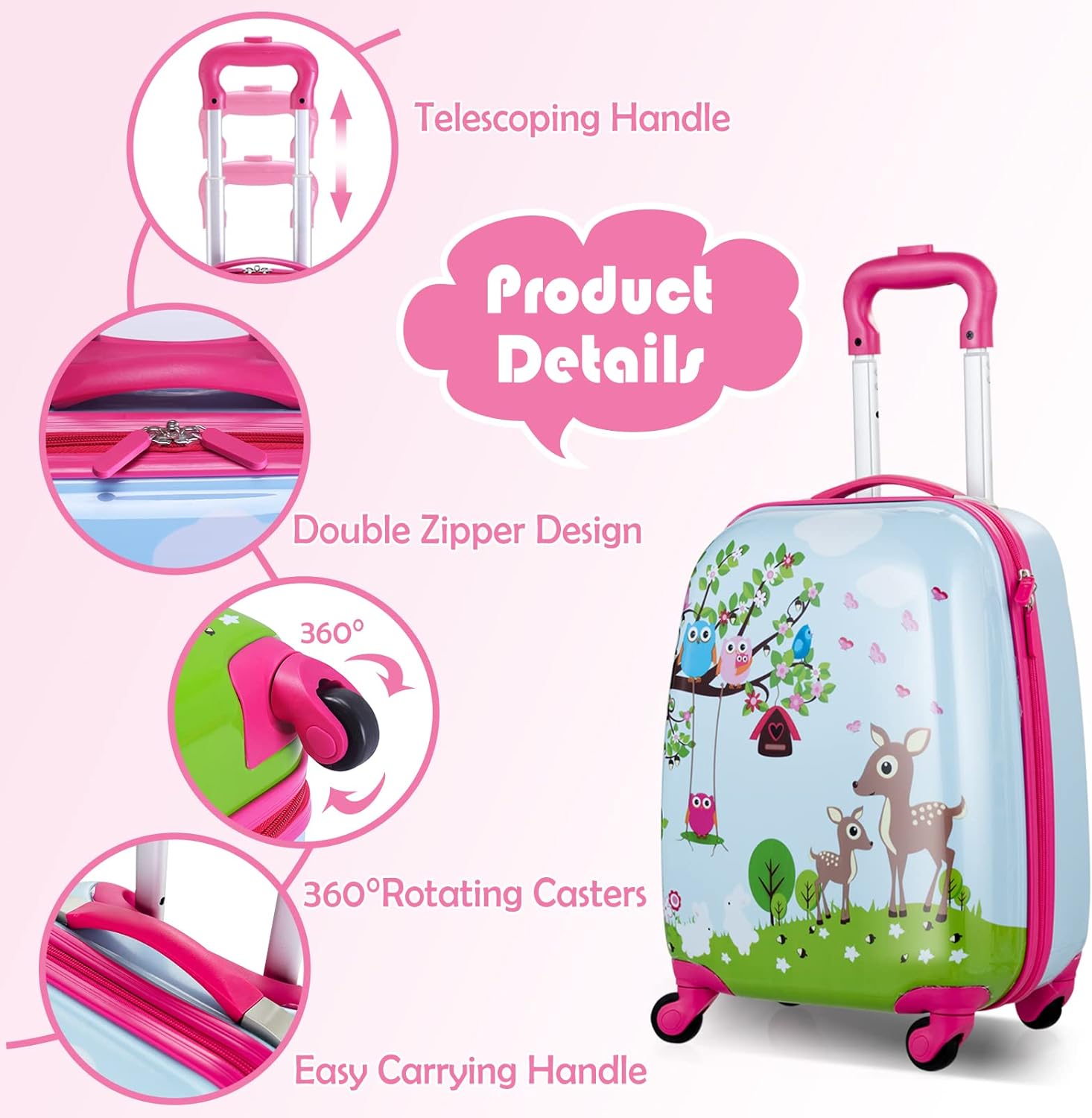 review KOTEK Kids Carry On Luggage Set, 16