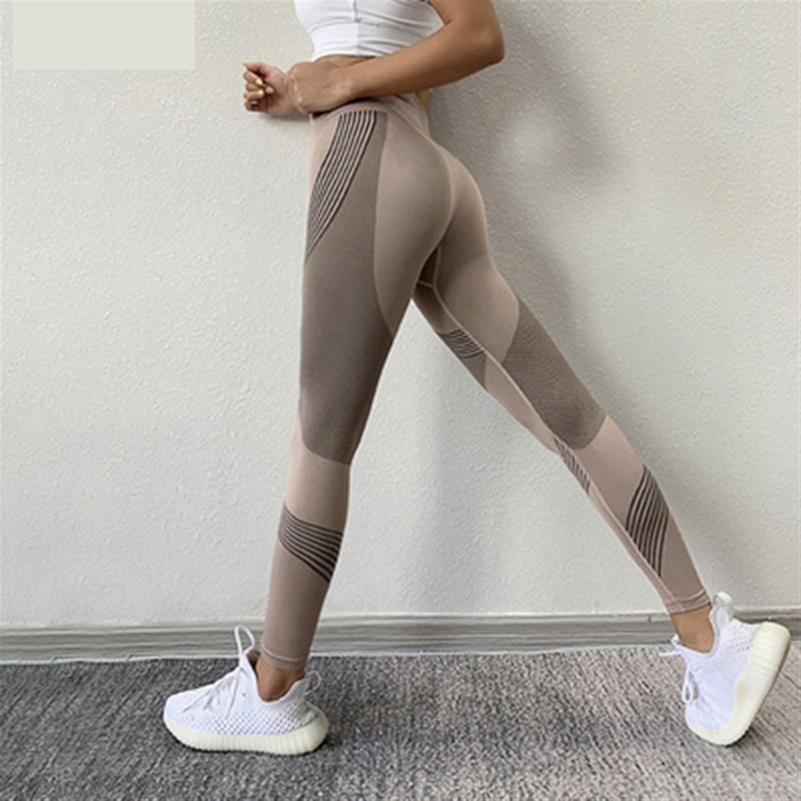 Pantalones Yoga Mujer Pantalones de Yoga for Mujer, Ropa de Deporte y Entrenamiento, Mallas Transpirables de Cintura Alta for Gimnasio, Mallas Push Up, Mallas de Encaje (Khaki,M)
