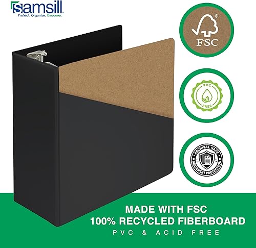 Vista 264 de Samsill Carpeta duradera de 1.5 pulgadas, fabricada en los Estados Unidos, carpeta de anillos en D, carpeta transparente personalizable, surtido