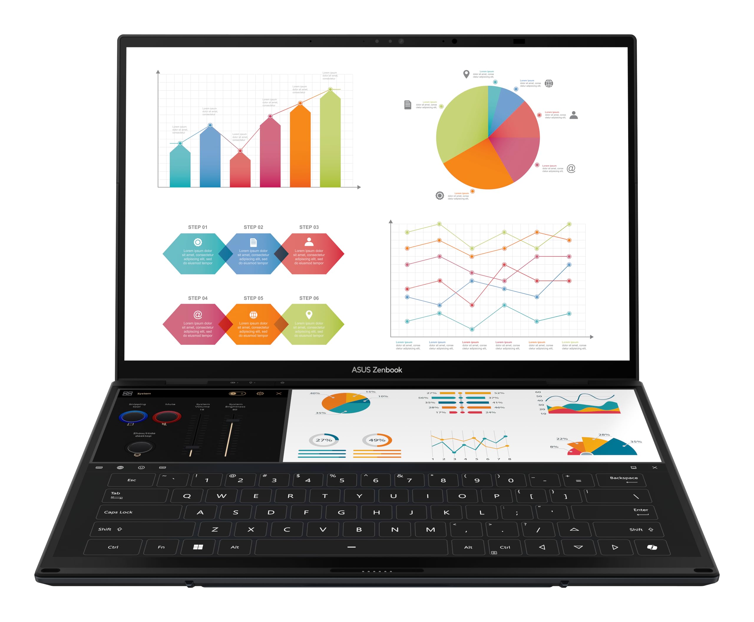 ASUS Zenbook Duo OLED UX8406CA-QL335W - Ordenador Portátil 14" WUXGA (Intel Core Ultra 7 255H, 32GB RAM, 1TB SSD, ARC 140T, Windows 11 Home) Gris Tintero - Teclado QWERTY español