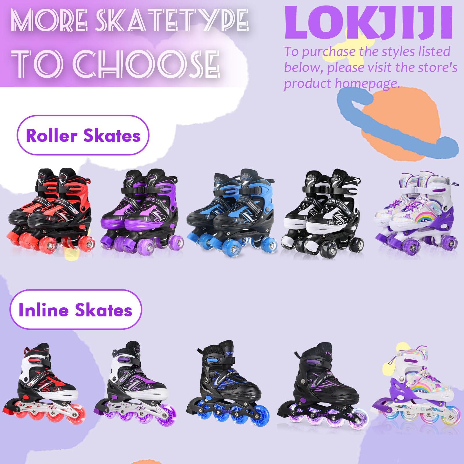 Patins à roulettes en Ligne Réglables pour Enfants Filles Garçons Débutants, Patins à Roues en Ligne pour Enfants et Adolescents pour Intérieur Extérieur Sport Violet Arc-en-Ciel