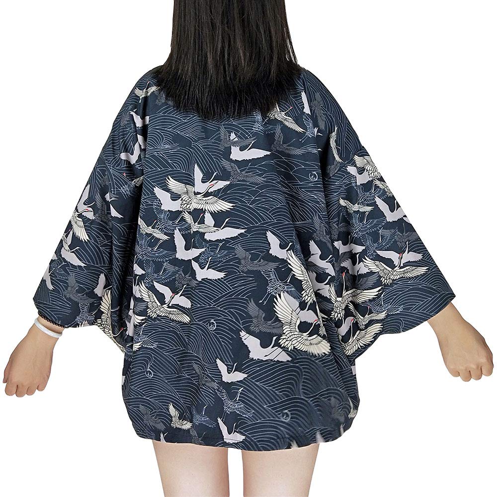 Women Japanese Kimono Cardigan - Autumn Harajuku Ancient Style Bathrobe Cardigan Sunscreen Clothes Pajamas Jacket Feather Knitting Coat
