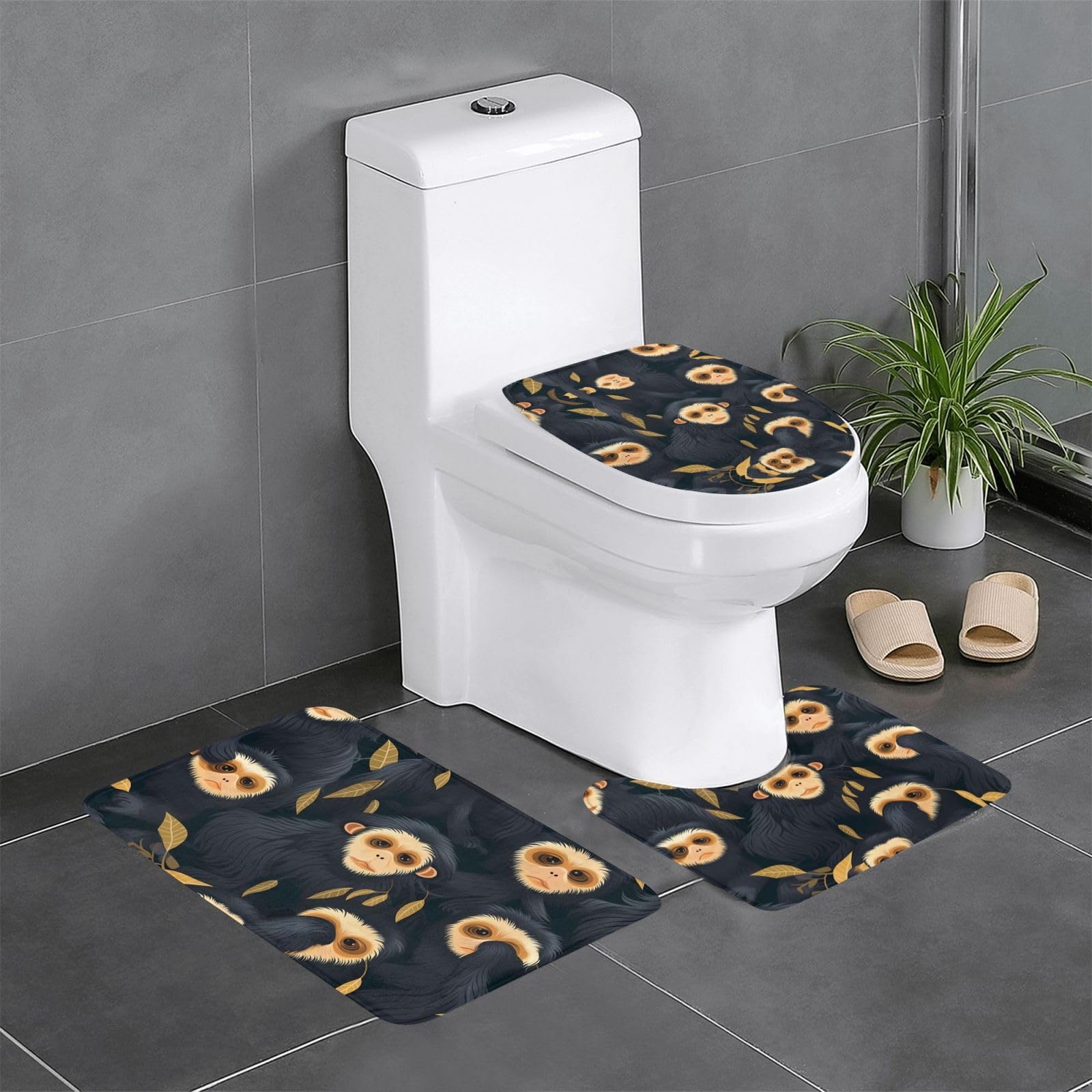 Tapis de salle de bain pour toilettes et coiffeuse évitant les glissades
