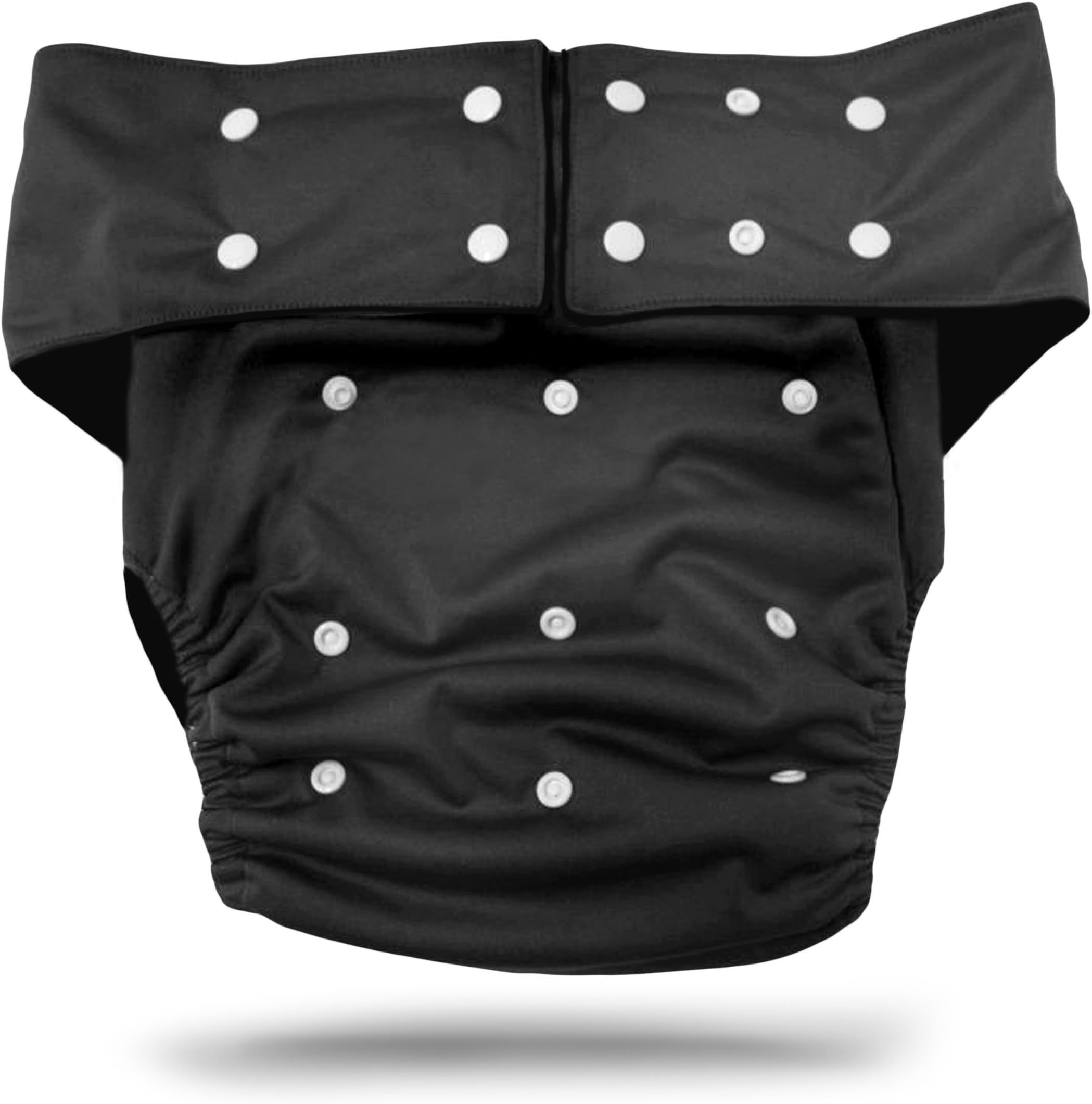 Reusable Adult Diapers for Urinary Incontinence with Washable Bamboo Charcoal Absorbent Pad for Overnight Leakproof Protection for Men and Women, One Size Fits All (Black)