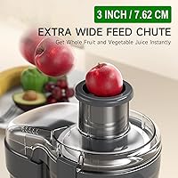 Vista 10 de Máquina exprimidora, extractor de exprimidor centrífugo de 500 W con 3 velocidades y boca ancha de 3 pulgadas para frutas y verduras, exprimidor
