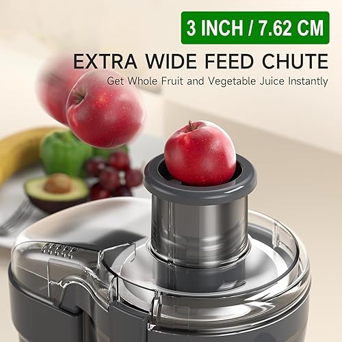 Miniatura 5 de Exprimidor de 500 W, exprimidor de verduras y frutas, exprimidor eléctrico de 3 velocidades, exprimidor rápido, extractor centrífugo, fácil de