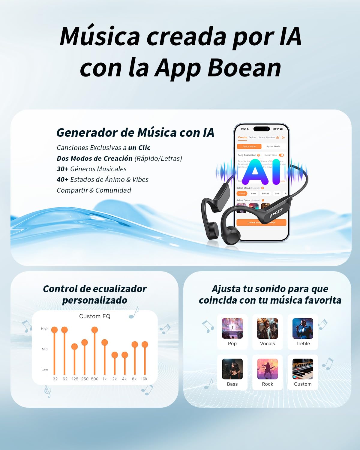 Auriculares con sonido óseo, auriculares abiertos Bluetooth 6.0 de conducción ósea, auriculares deportivos inalámbricos con 10 horas de tiempo de reproducción, IPX6 resistente al agua para