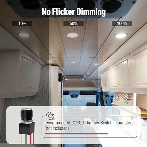 Miniatura 2 de ALOVECO Luces LED para autocaravana, luces LED de 12 V, luces interiores regulables para autocaravana, luces ultrafinas de 4000 K, luces interiores