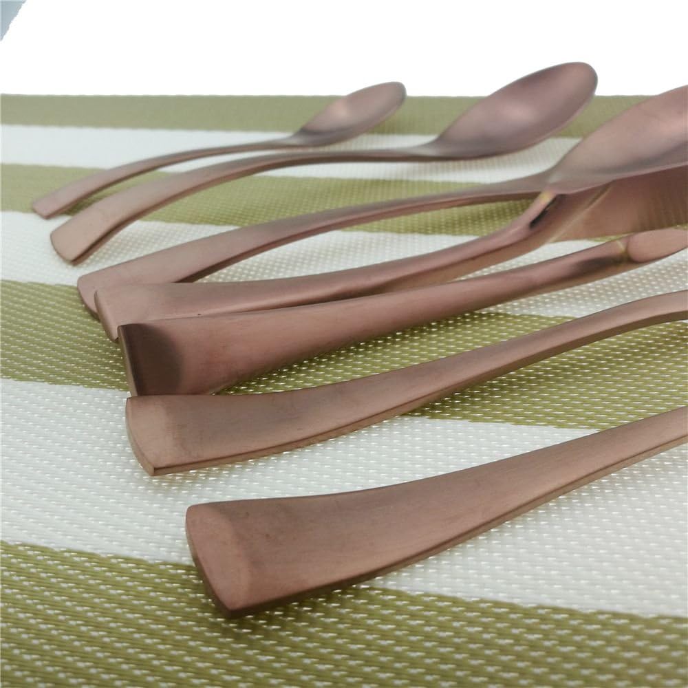 18/10 Stainless Steel Matte Flatware Silverware Cutlery Set,Rose Gold Utensils Set Service for 4 (28-Piece)