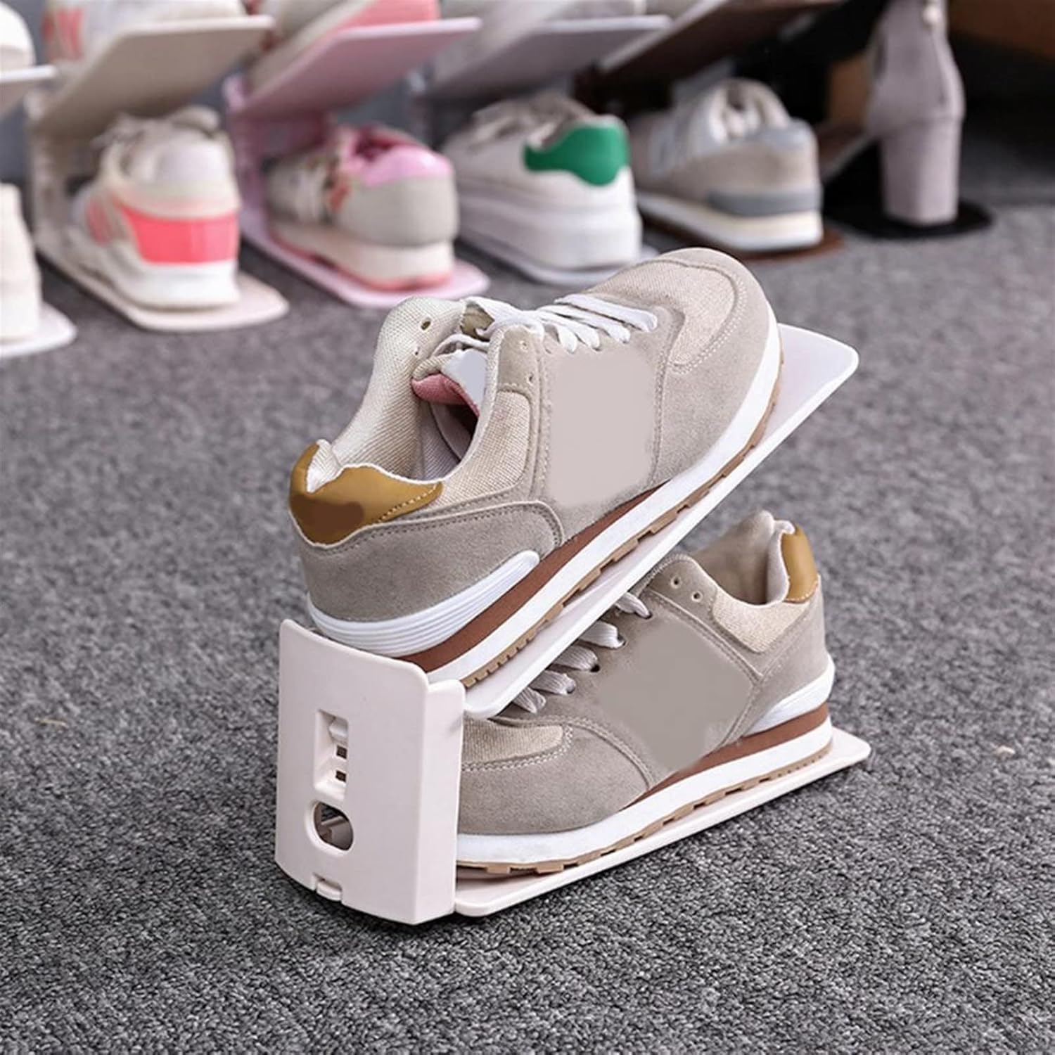 Shoe Slots, 6pcs Shoe Holder Convenient Anti-deform Wide Application Universal Burr Free Rack(Pink)
