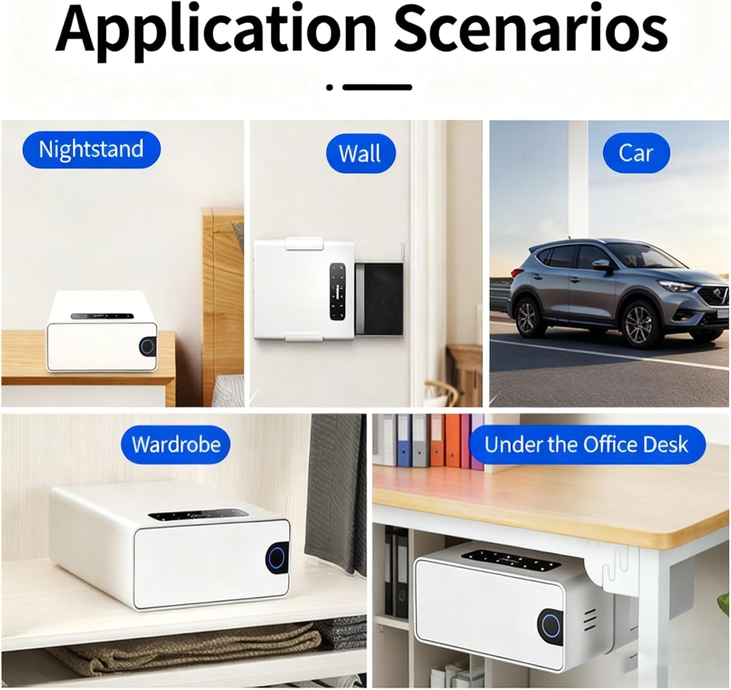Boîte de rangement pour bijoux à empreintes digitales, organiseur sécurisé avec serrure à clavier, design 4 plis pour chambre à coucher, table de chevet, étude, idéale pour protéger les objets de