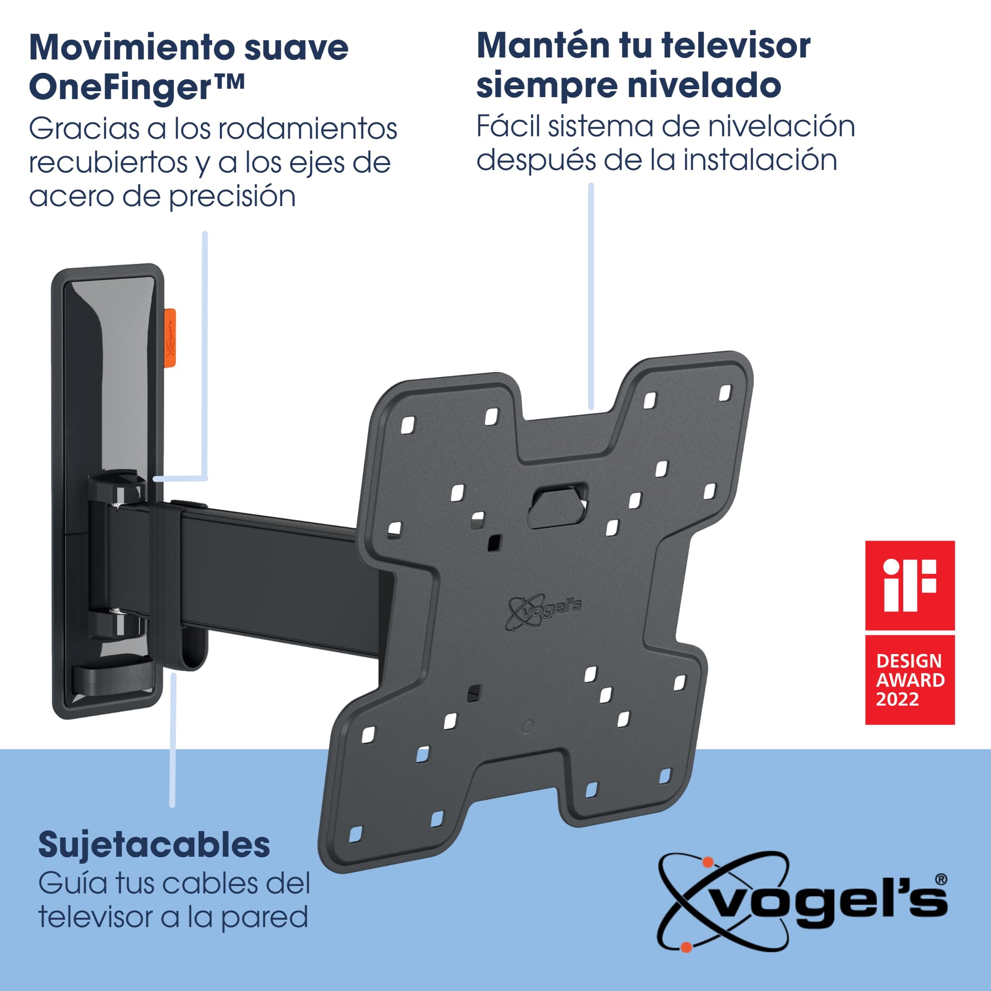 Vogel's TVM 3225 Soporte TV Giratorio para televisores de Entre 19 a 43 Pulgadas, Máx 15 kg, Gira hasta 120º, Inclinable hasta 20º, Soporte para TV máx. VESA 200x200, Compatibilidad Universal