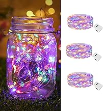 LITVERSE 3 Pack Fairy Lights Battery Operated [3 Modes], 7ft 20 Led Twinkle Lights String Lights Waterproof Bulk Small Mini Silver Wire for Mason Jars Vases Wedding Table Centerpiece,Multicolor