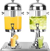 Carivia 4.2 Gallon Stainless Steel Dual-Head Drink Dispenser with Stand, Ice Core & Drip Tray for Parties