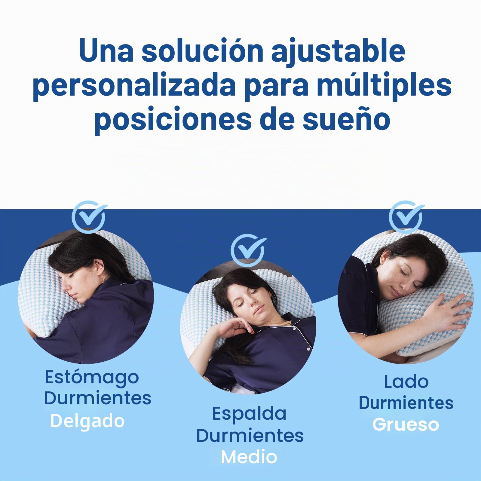 EASELAND Almohadas refrescantes para Dormir, Apoyo Firme del Relleno de Espuma viscoelástica triturada (Loft Ajustable), Almohada de rayón de bambú hipoalergénica y Transpirable, tamaño estándar