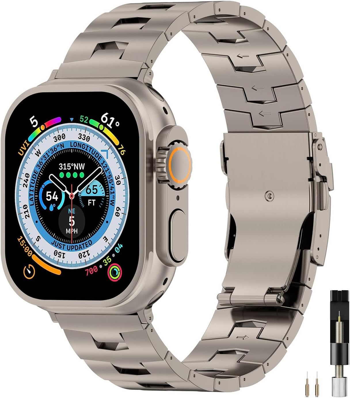 Miimall Titanium Bands for Apple Watch 10 46mm Band, Lightweight Replacement Watch Strap for 49mm 46mm 45mm 44mm 42mm iWatch Ultra 2 Ultra SE 2 SE Series 10 9 8 7 6 5 4 3 2 1, Titanium