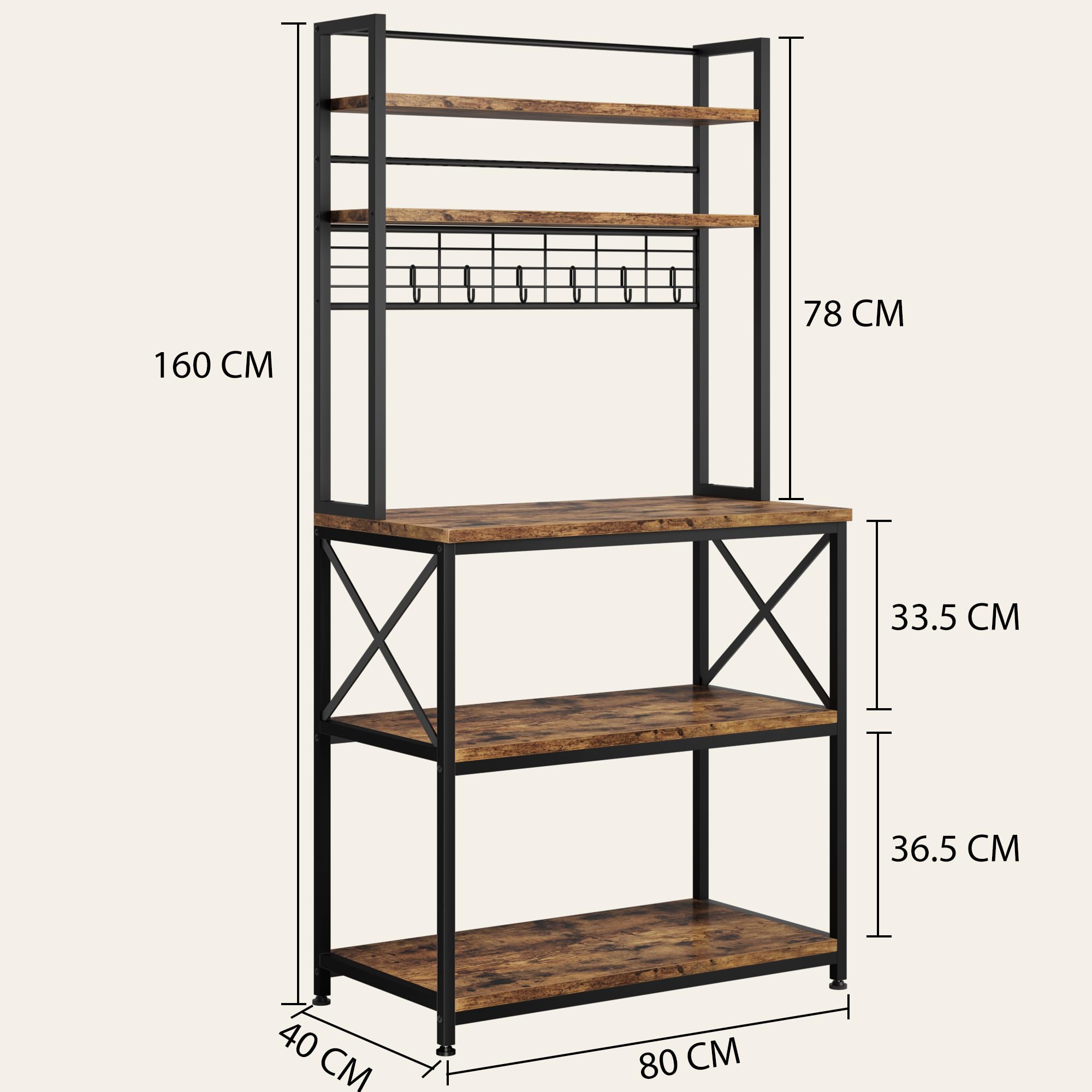 Estantería De Cocina Con Ruedas Kottwca De 3 Niveles - Acero Inoxidable, 96 Cm Alto, Capacidad 60 Kg, Extraíble Y Móvil